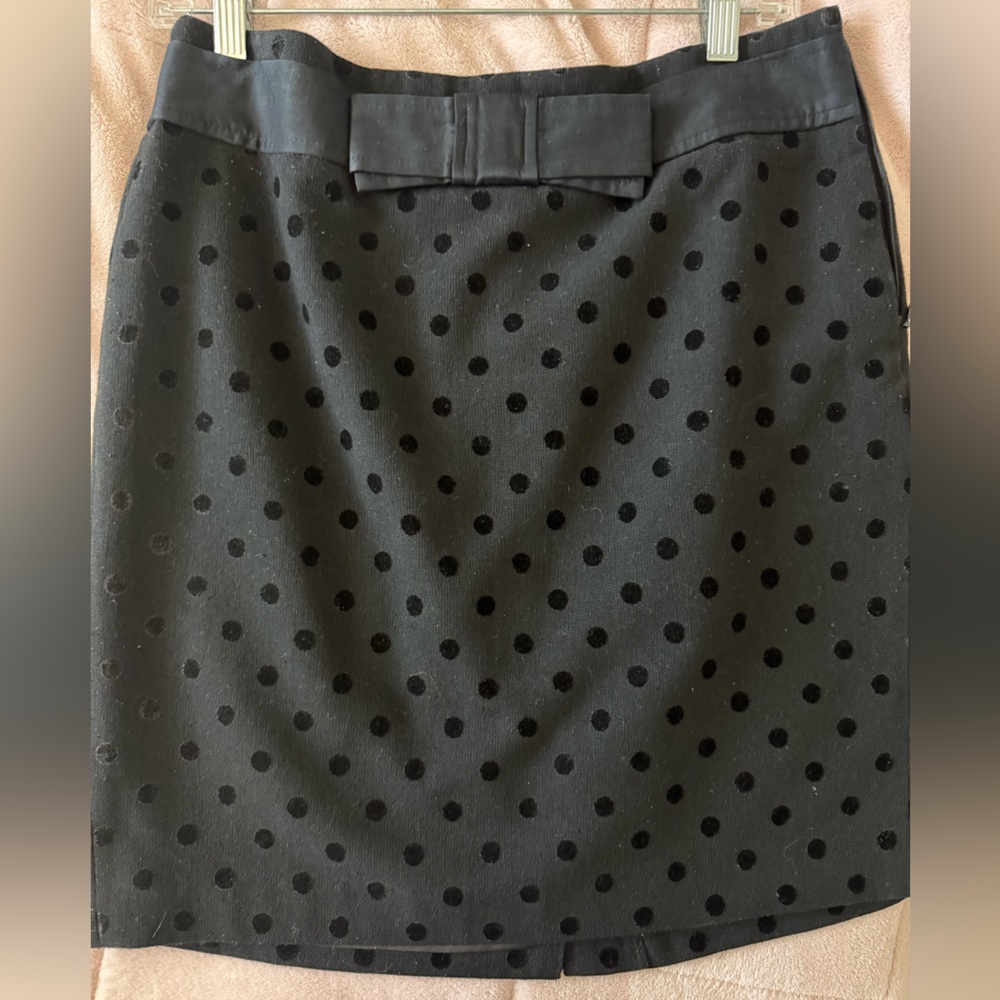 LOFT Black Dotted Skirt